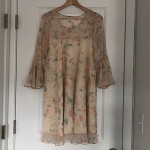 watercolor floral chiffon dress